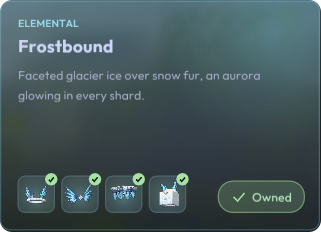 Frostbound featured cosmetic set in the MCC Discover view.