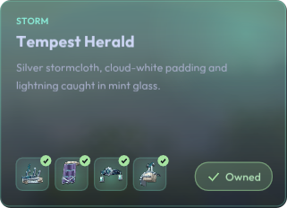 Tempest Herald featured cosmetic set in the MCC Discover view.