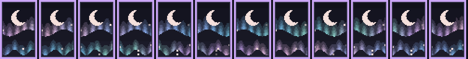 The aurora cape animation frames side by side