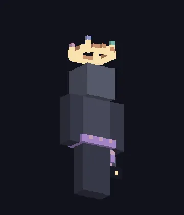 Turntable of a player model wearing a 3D crown, a sash and a small lantern