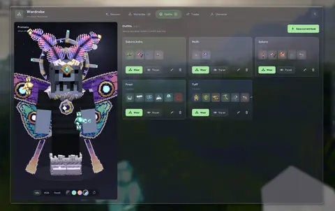 Saved outfit cards in MCC.