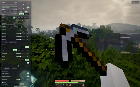 Held-item settings and the in-world pickaxe preview.