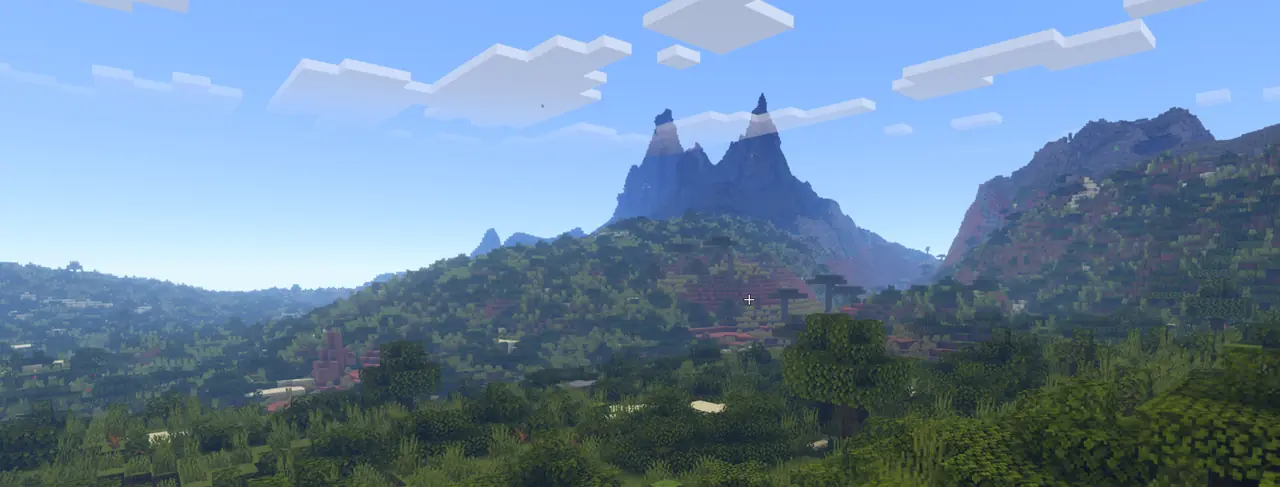 The same viewpoint under classic block-shaped clouds.