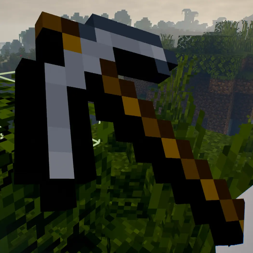 The customized pickaxe shown in MCC’s game world.
